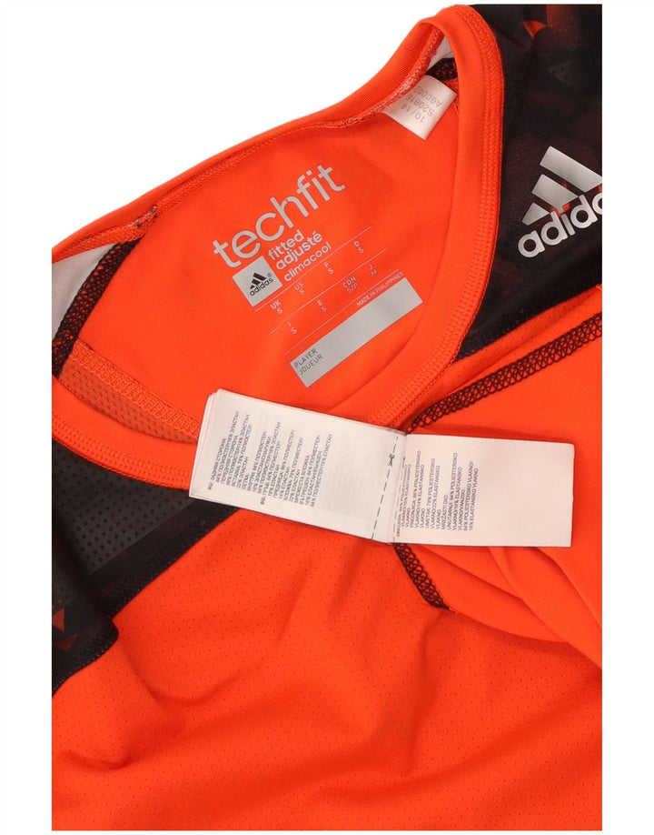 Adidas Hombre Tech Fit Camiseta Top Pequeño Naranja Colorblock Poliéster