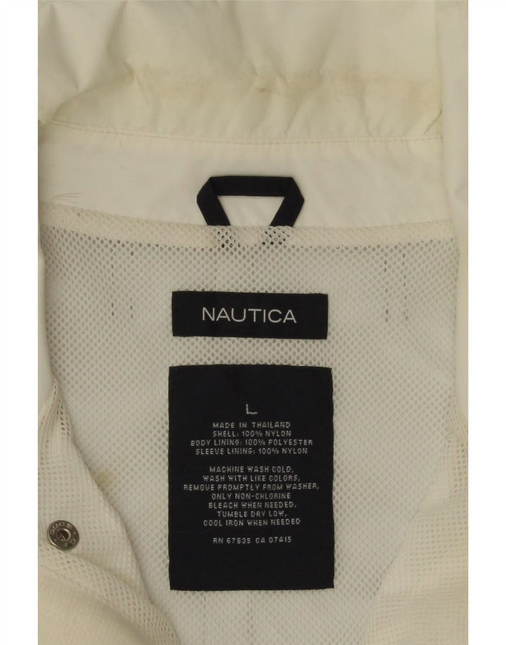 Nautica Chaqueta impermeable para hombre UK 40 Large White Colourblock Nylon