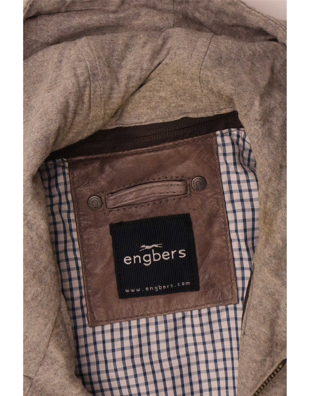 Engbers Chaqueta de cuero con capucha para hombre UK 40 Large Brown