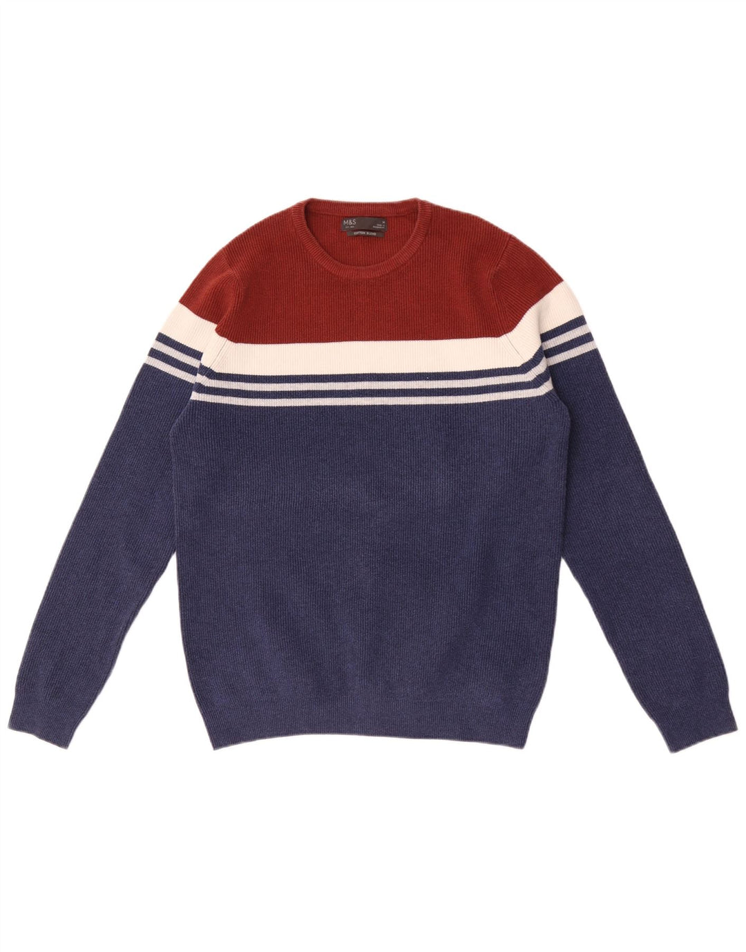 Marks & Spencer Jersey De Cuello Redondo Para Hombre Color Block Azul Marino Mediano