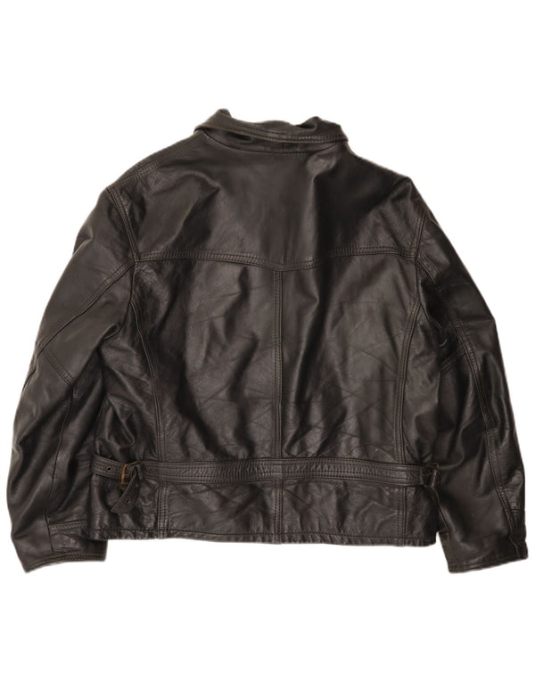 Chaqueta de cuero vintage para hombre Reino Unido 42 XL cuero negro