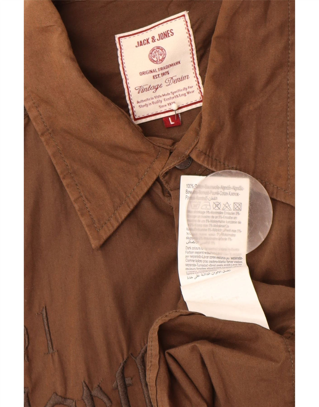 Jack & Jones Camisa gráfica para hombre grande de algodón marrón