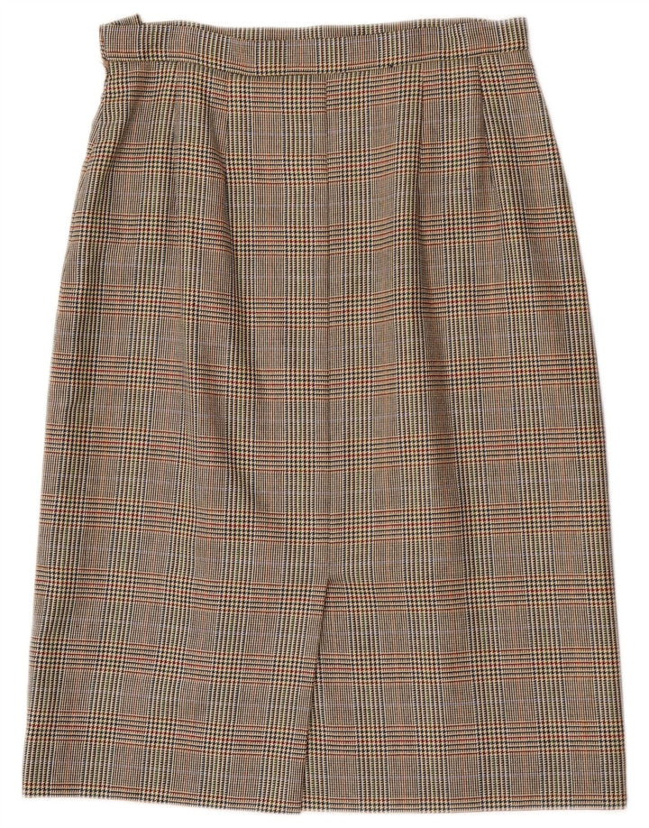 Aquascutum Falda Recta Para Mujer W32 Grande Marrón Pata De Gallo