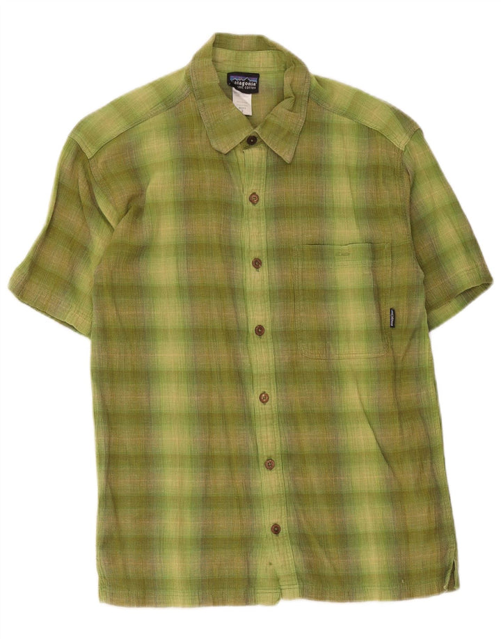 Camisa Patagonia Hombre De Manga Corta Small Green Check Cotton
