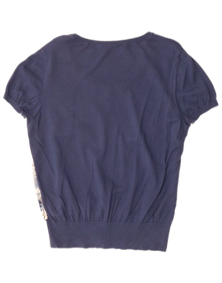 Oasis Blusa para mujer Top UK 46 Large Poliamida floral azul marino