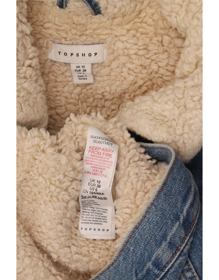 Topshop Chaqueta Sherpa Vaquera Extragrande para Mujer UK 10 Small Algodón Azul