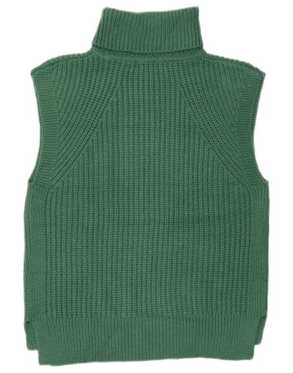 Marks & Spencer Womens Roll Neck Vest Tank Top UK 10 Small Green Acrylic