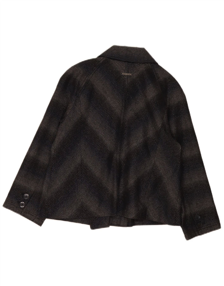 Dkny Chaqueta tipo blazer con doble botonadura para mujer Reino Unido 40 Grande Gris Chevron Acrílico