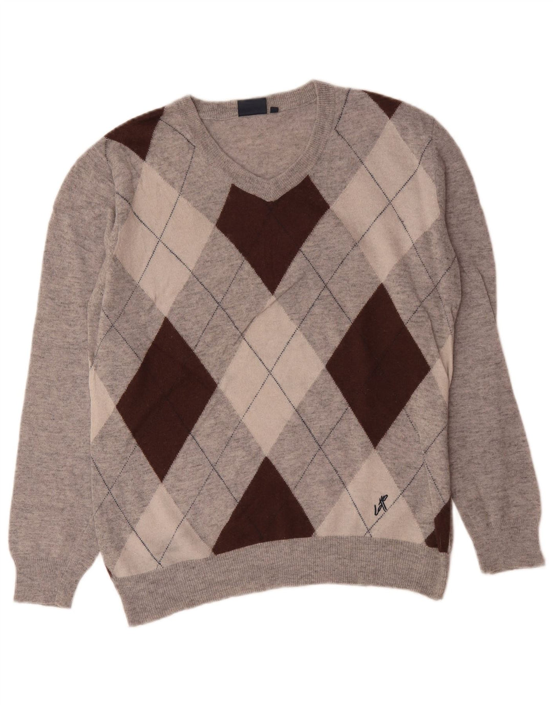 Lotto Jersey con Cuello en V para Hombre XL Gris Argyle/Lana Diamante