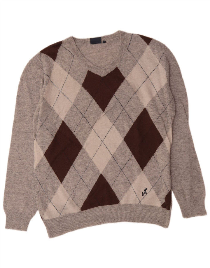 Lotto Jersey con Cuello en V para Hombre XL Gris Argyle/Lana Diamante