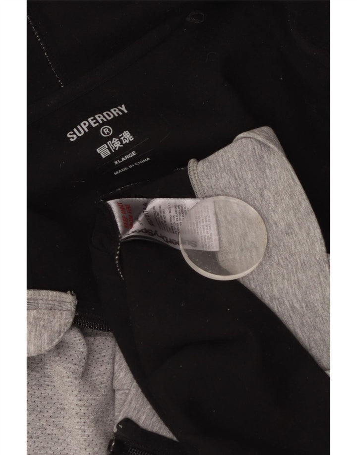 SUPERDRY Suéter con capucha y cremallera gráfica para hombre XL Algodón gris
