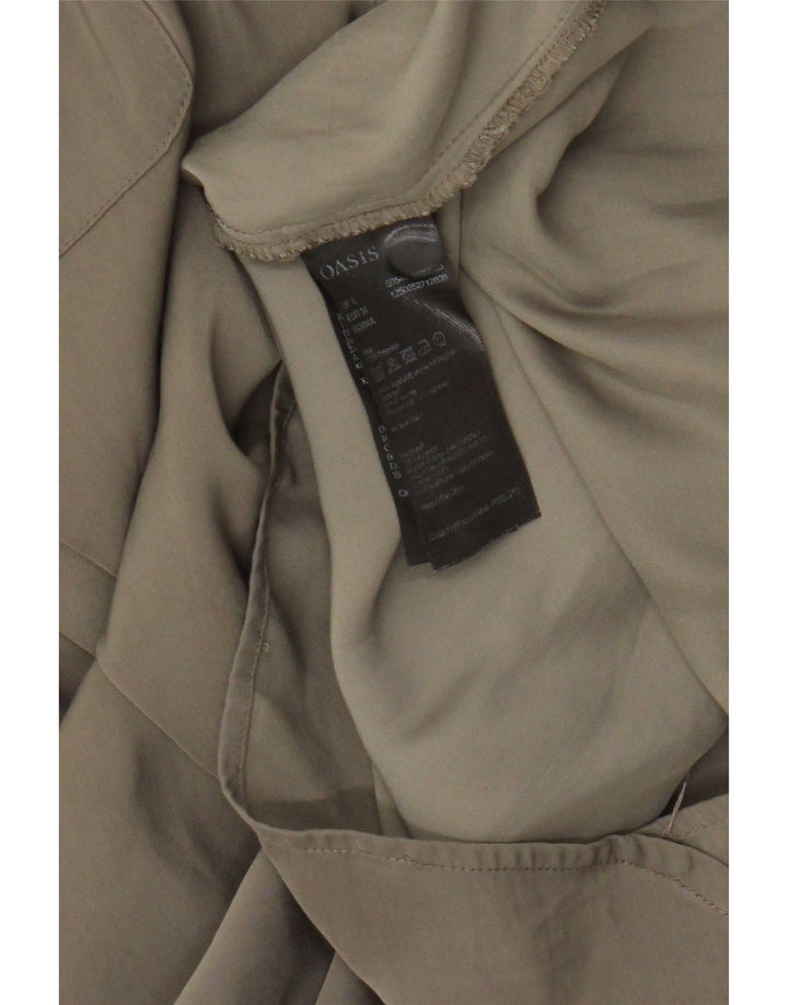 Oasis Vestido recto de manga 3/4 para mujer UK 8 Small Caqui Poliéster