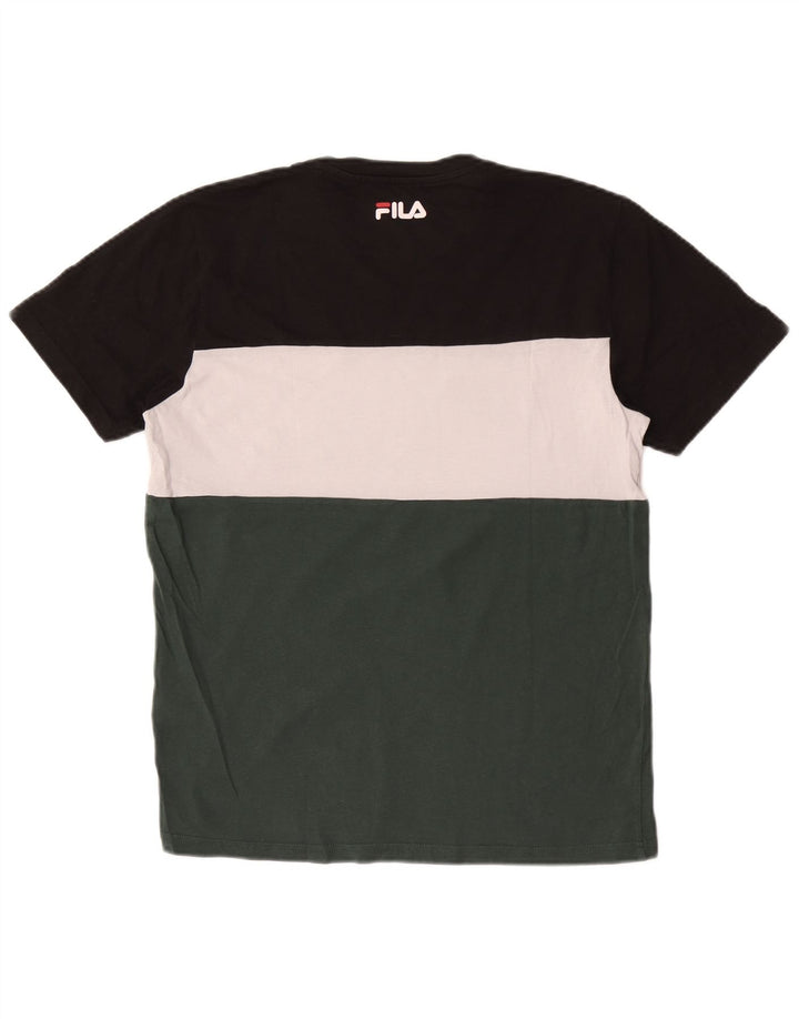 Fila Camiseta gráfica para hombre Top mediano de algodón con bloques de color multicolor