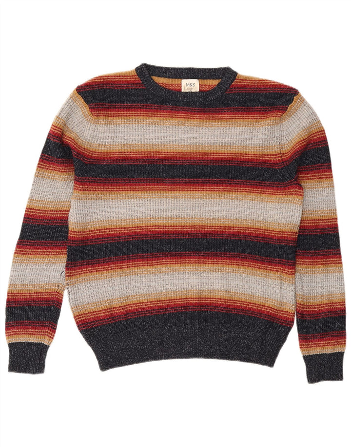 Marks & Spencer - Jersey de cuello redondo para hombre, talla mediana, multicolor, a rayas