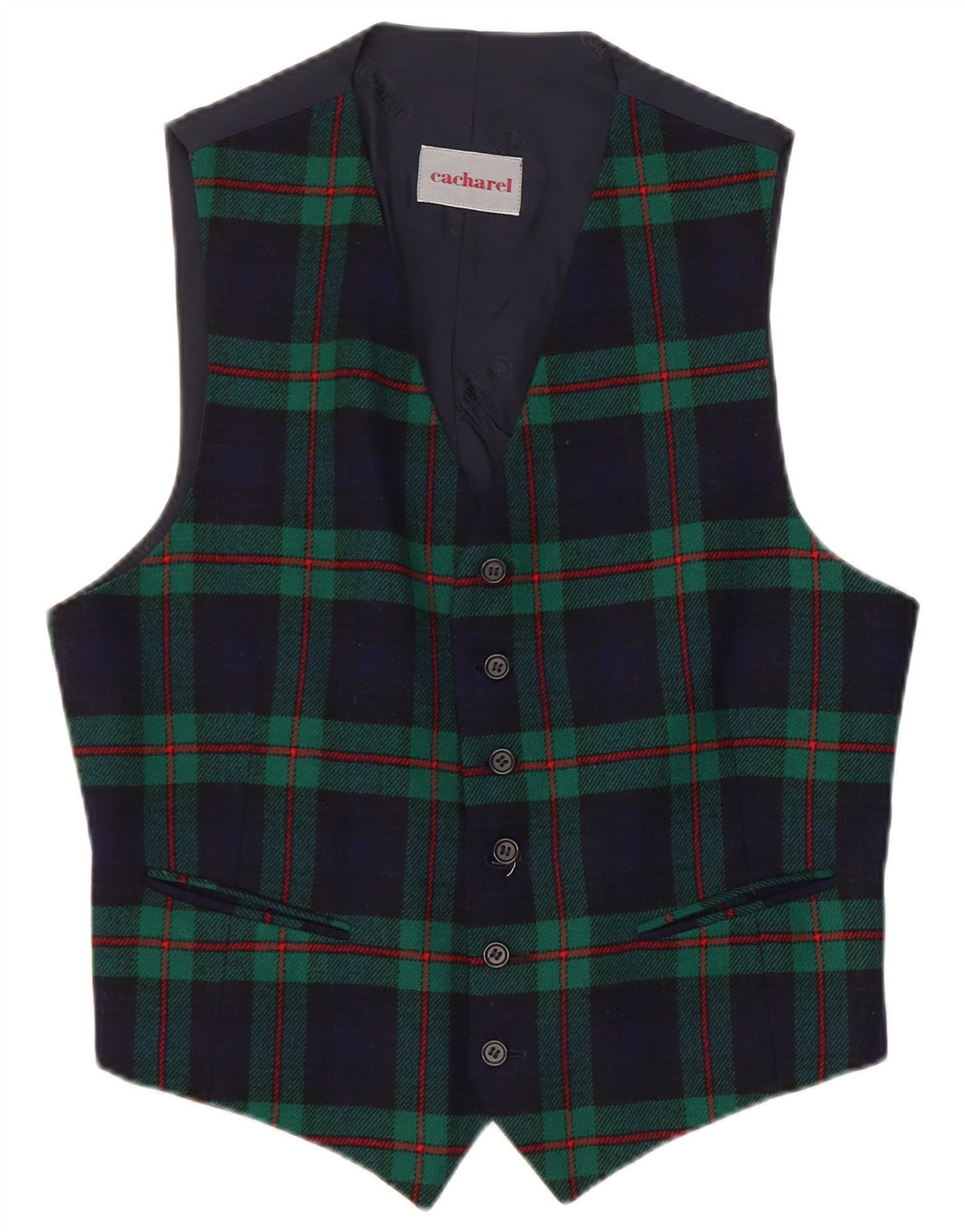 Chaleco Cacharel Hombre IT 50 Medium Azul Marino Cuadros Lana