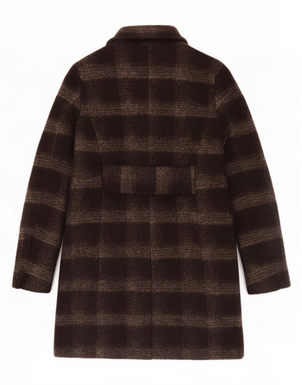 Nero Giardini Womens Overcoat IT 42 Medium Brown Check Wool