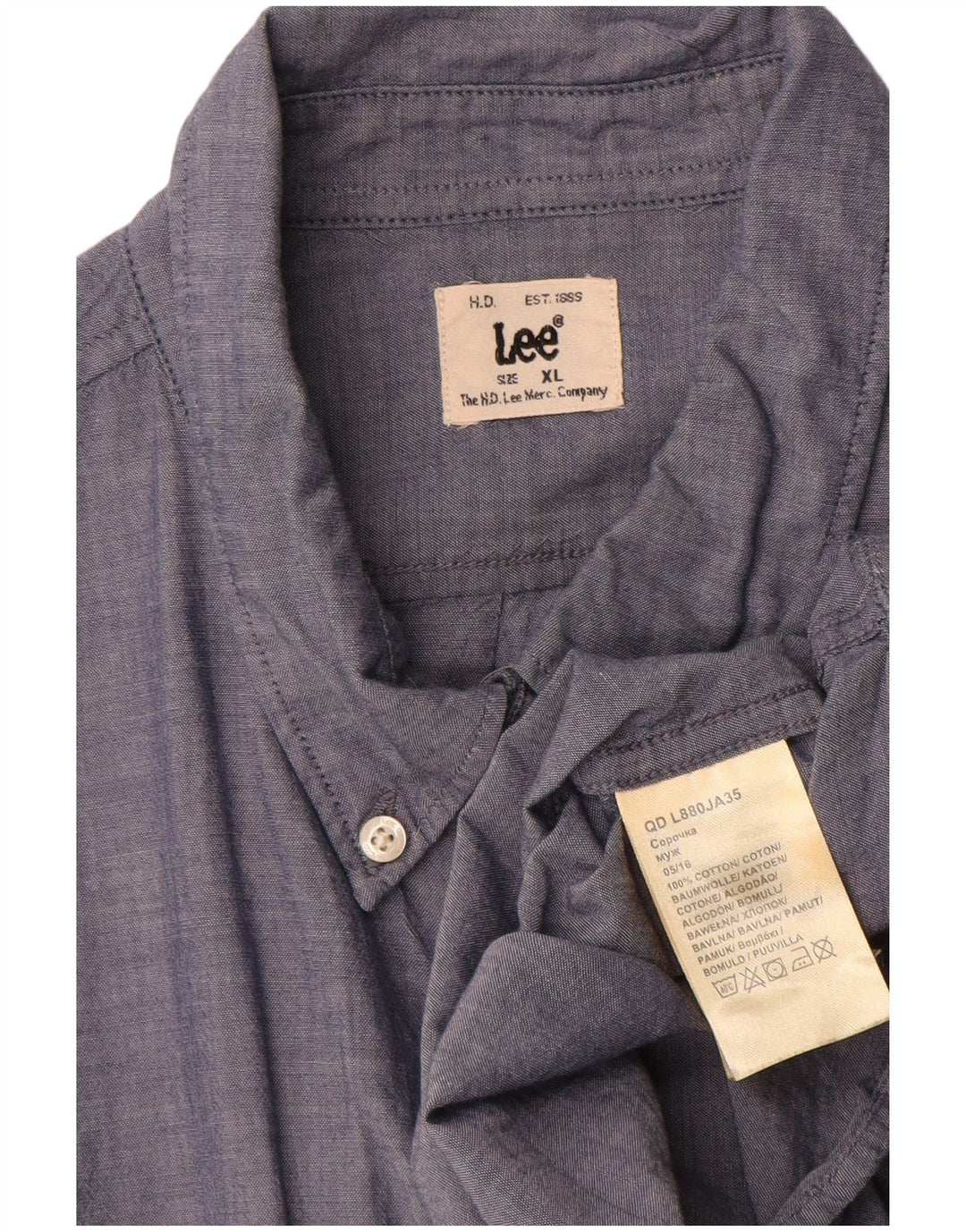 Camisa Lee Hombre XL Azul Marino Algodón