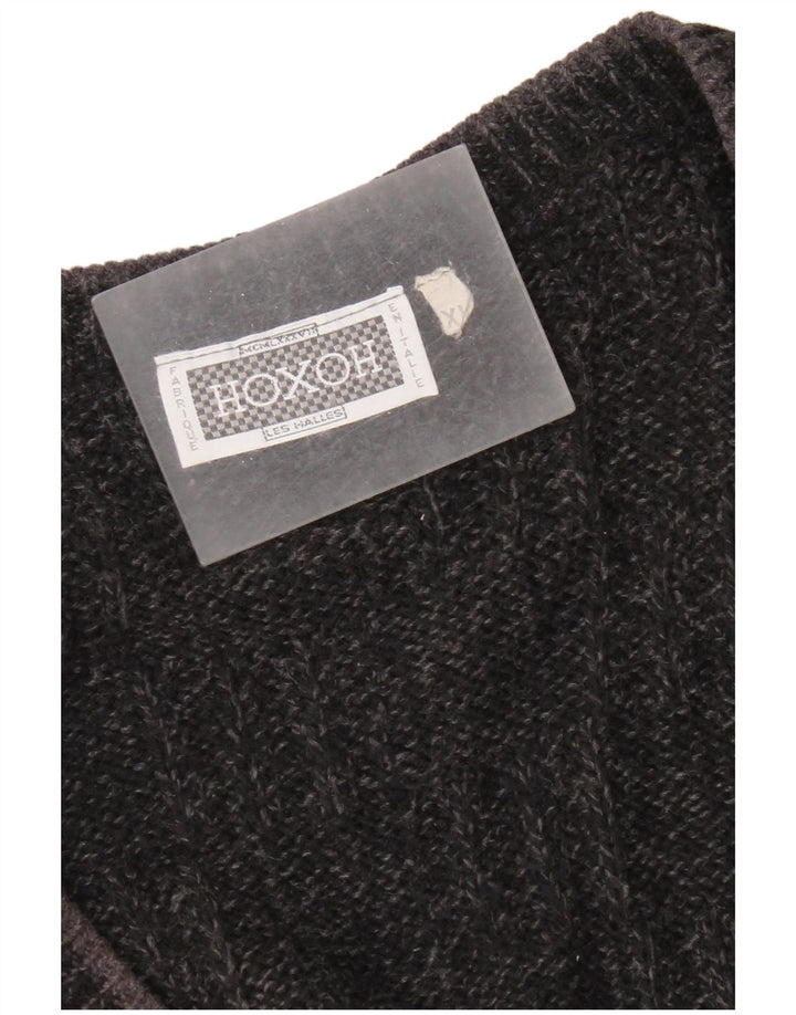 Vintage hombres Cardigan suéter XL negro