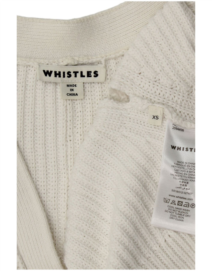 WHISTLES Suéter tipo cárdigan abierto de gran tamaño para mujer UK 6 XS Algodón blanco