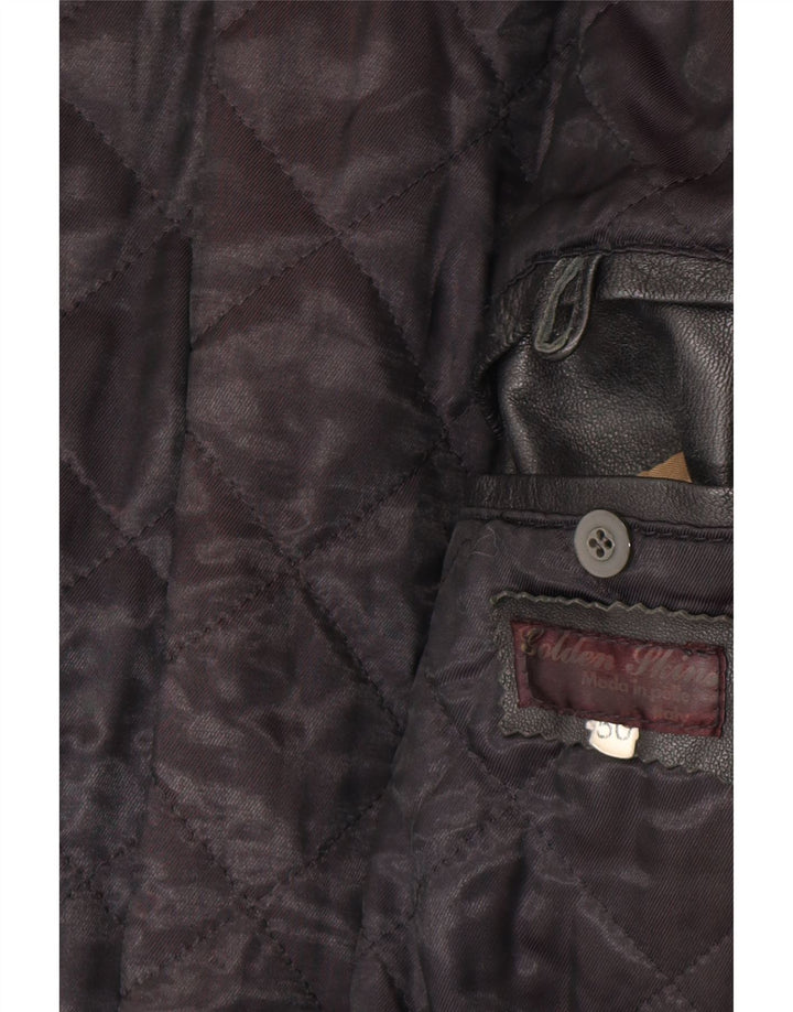 Chaqueta de cuero vintage para hombre IT 50 grande negro