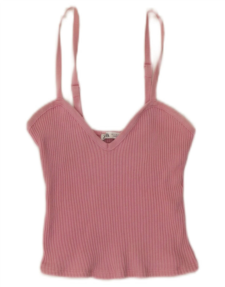 Zara Mujer Crop Cami Top UK 8 Small Rosa