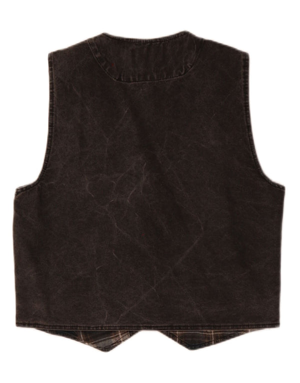 VINTAGE Chaleco de pana para mujer Reino Unido 18 XL Algodón gris