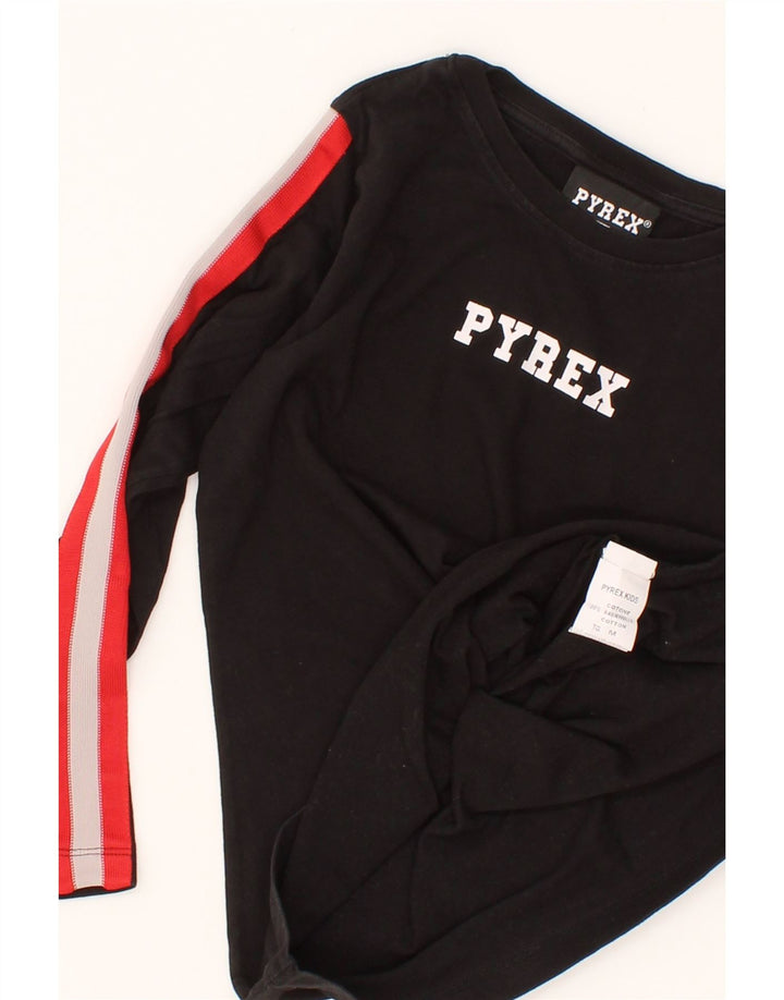 PYREX Boys Graphic Top Long Sleeve 6-7 Years Medium Black Cotton Vintage Pyrex and Second-Hand Pyrex from Messina Hembry 