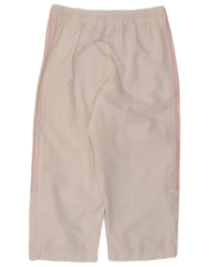 Adidas Mujer Capri Chándal Pantalones UK 12 Medio Blanco Poliéster