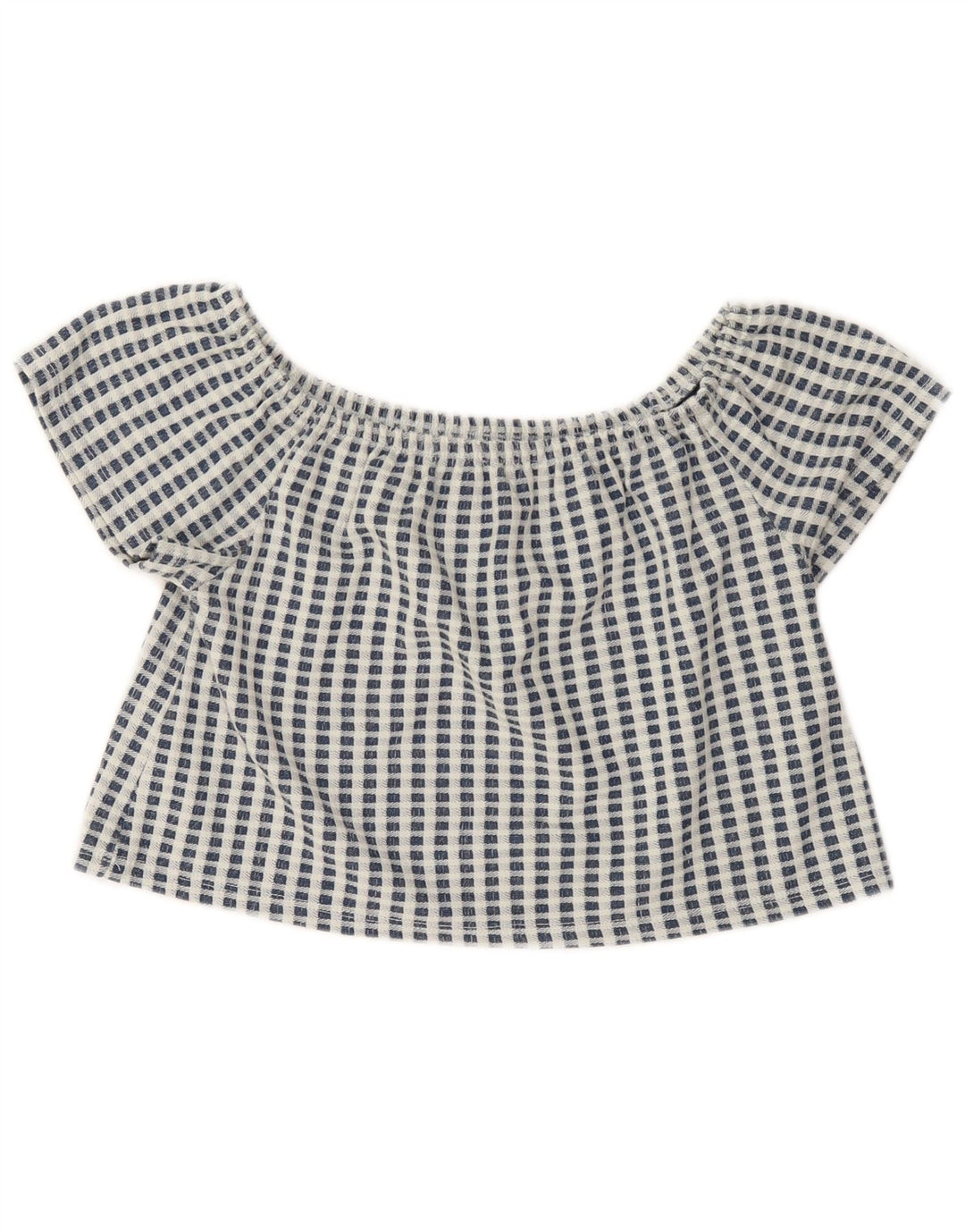 Zara Mujer Trafaluc Crop Top UK 10 Small Azul Cuadros Poliéster
