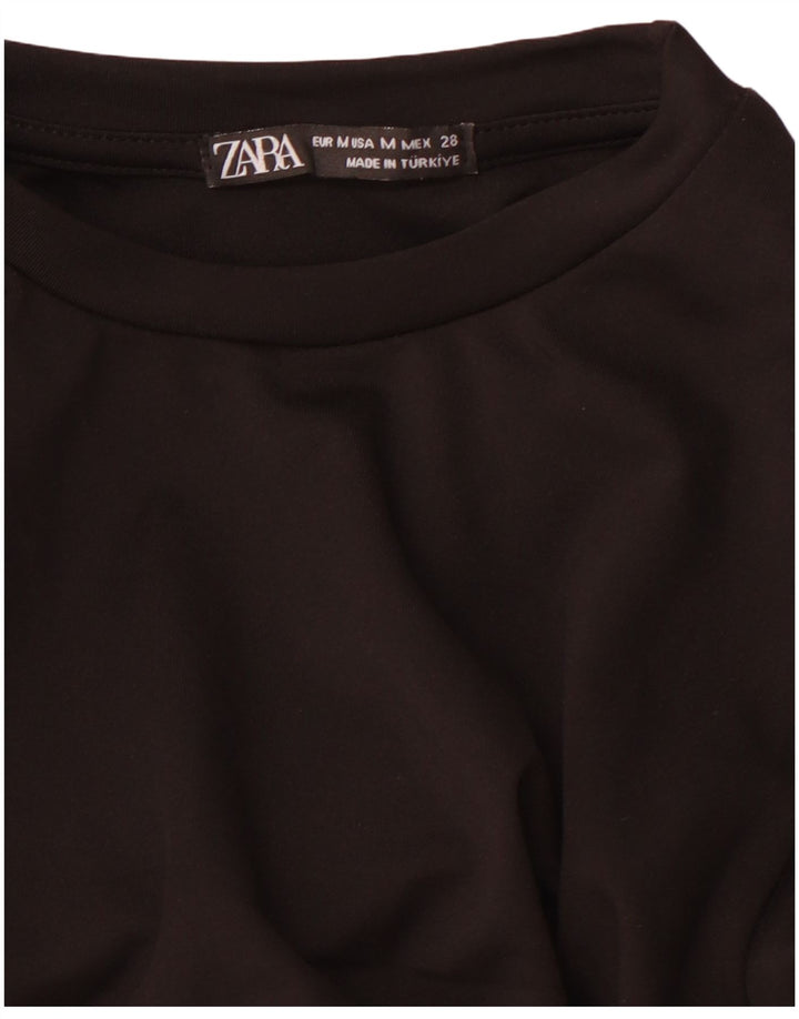 ZARA Mujer Maxi Vestido De Manga Larga UK 42 Mediano Negro