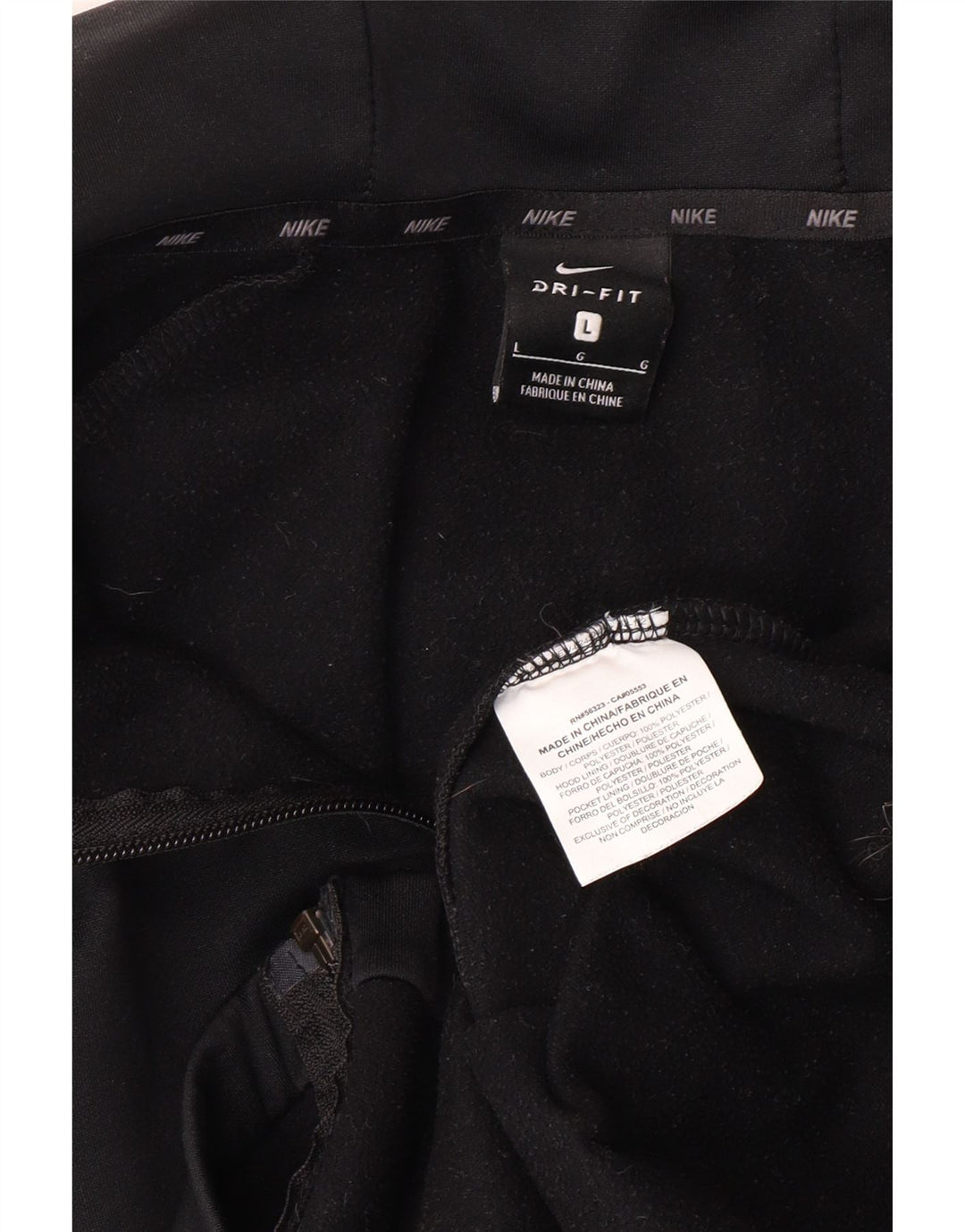 NIKE Sudadera con capucha y cremallera Dri Fit para hombre Poliéster negro mediano