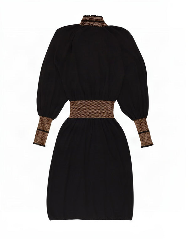 Zara Mujer Maxi Vestido De Manga Larga UK 42 Medio Viscosa Color Block Negro