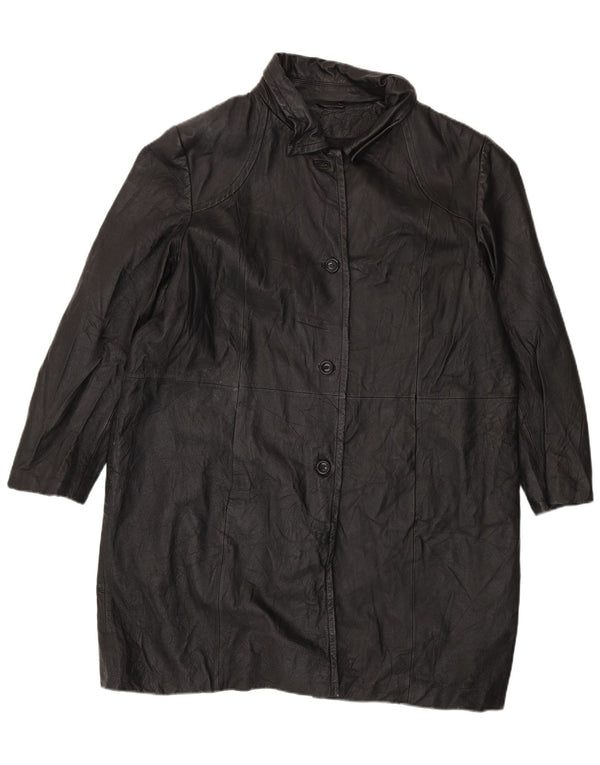 Worthington Abrigo de cuero para mujer UK 20 2XL Negro