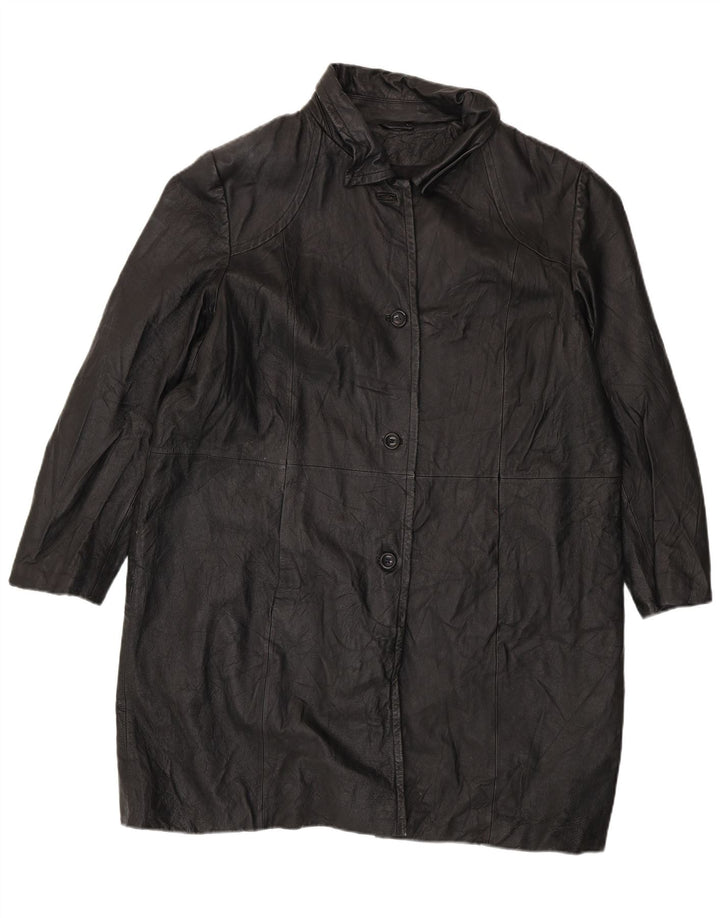 Worthington Abrigo de cuero para mujer UK 20 2XL Negro