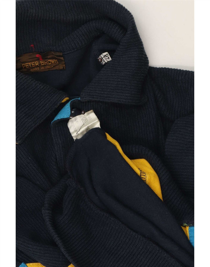 Peter Brown - Cárdigan para hombre IT 48 Medium Azul marino Colorblock Algodón