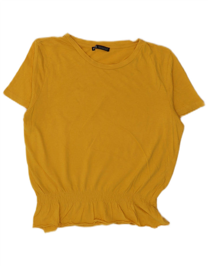Zara Mujer Blusa Corta Top UK 44 Amarillo Medio