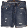 Jack & Jones Pantalones cortos de mezclilla desgastados regulares para hombre medianos W36 Algodón azul