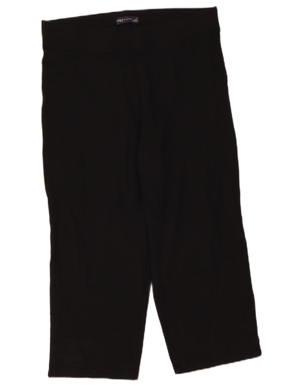 Marks & Spencer Pantalones Capri Rectos para Mujer UK 46 Large W34 L22 Negro