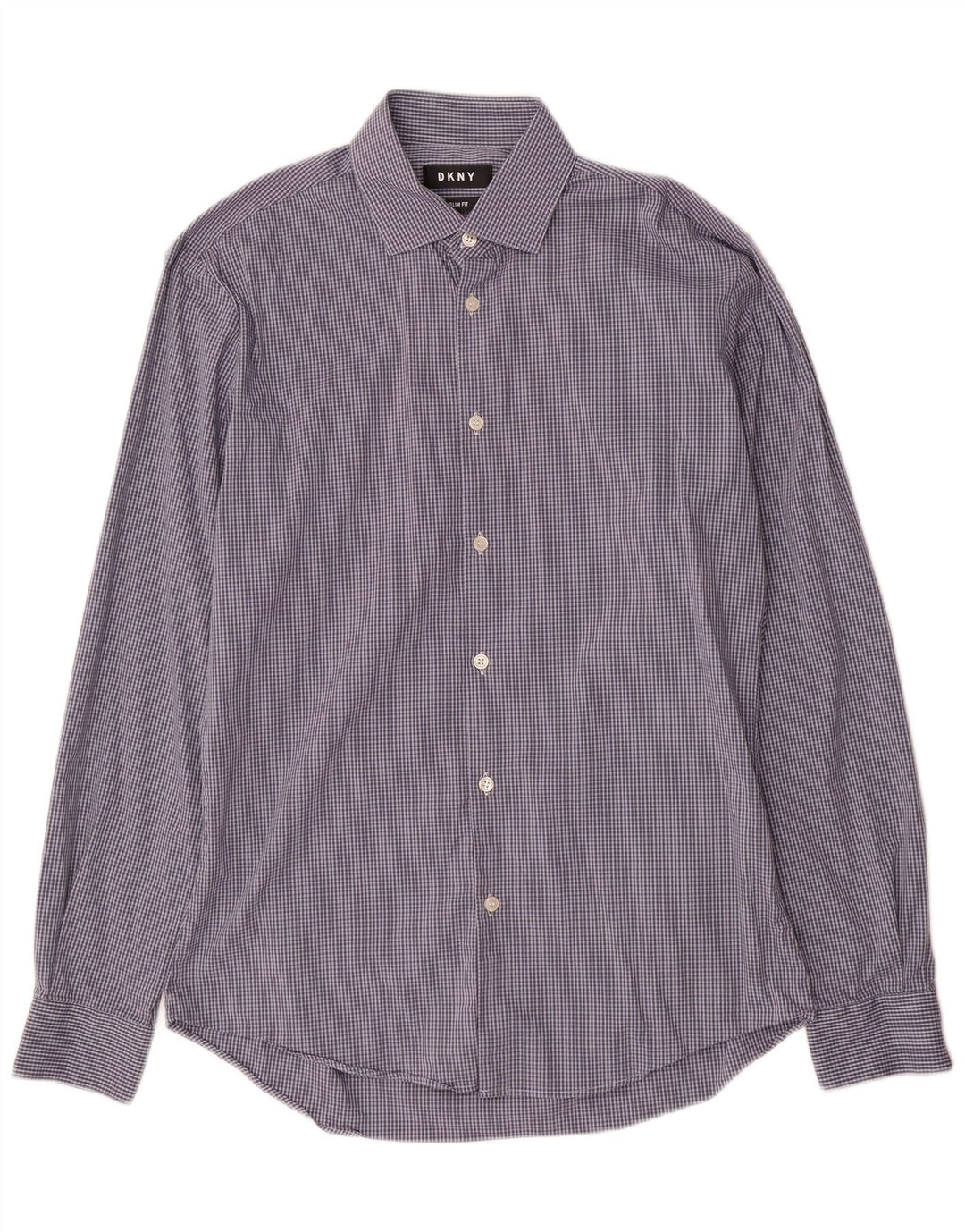 Camisa Dkny para hombre Slim Fit Talla 39 15/5 Algodón a cuadros azul mediano