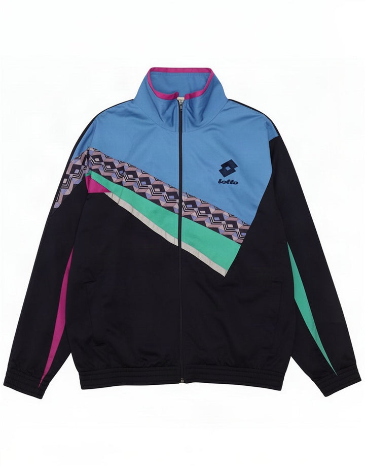 Lotto Chaqueta superior de chándal para hombre grande Azul marino Poliéster con bloques de color