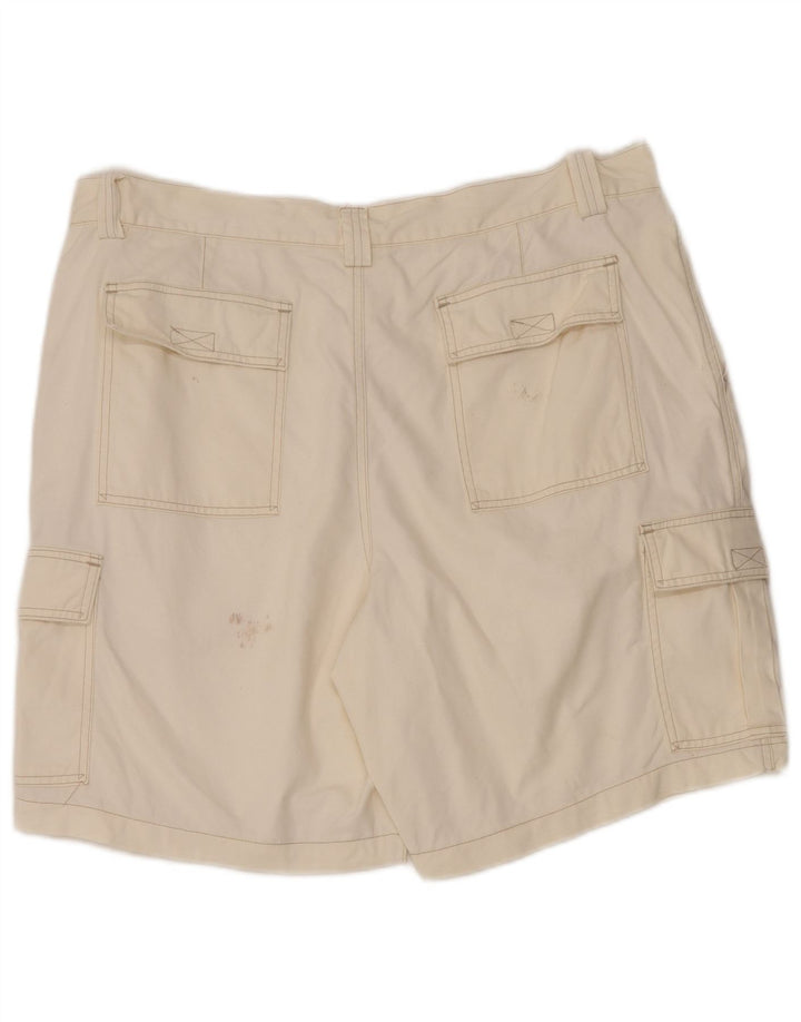 Vintage hombres cargo pantalones cortos W38 XL algodón blanco