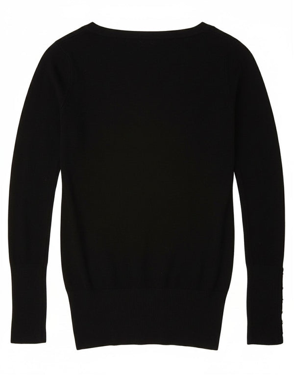 Zara Mujer Cárdigan Suéter UK 10 Small Rayón Negro