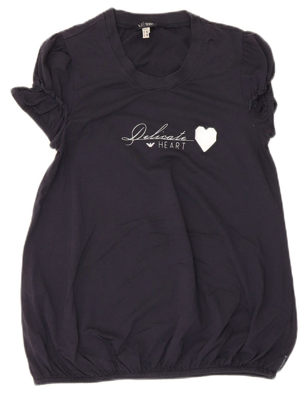 Armani Blusa gráfica para mujer Top EU 34 2XS Algodón azul marino