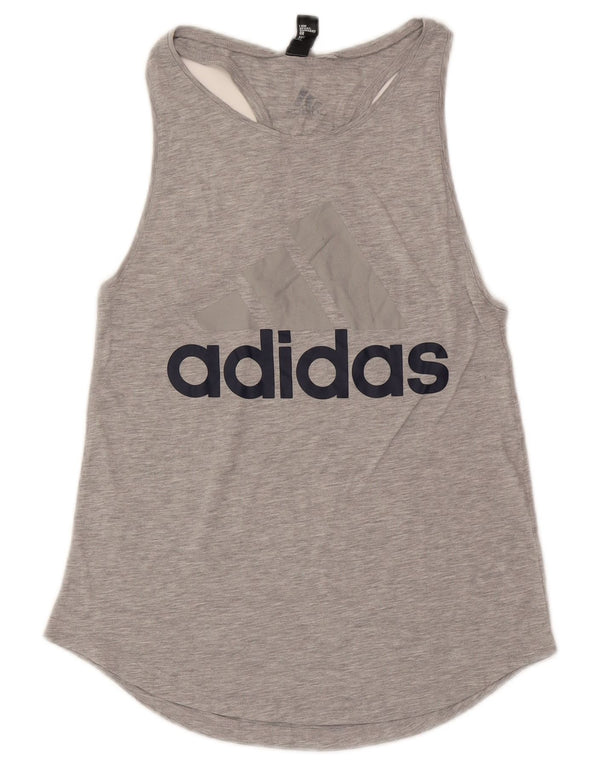 Adidas Mujer Gráfico Chaleco Top UK 10 Pequeño Gris