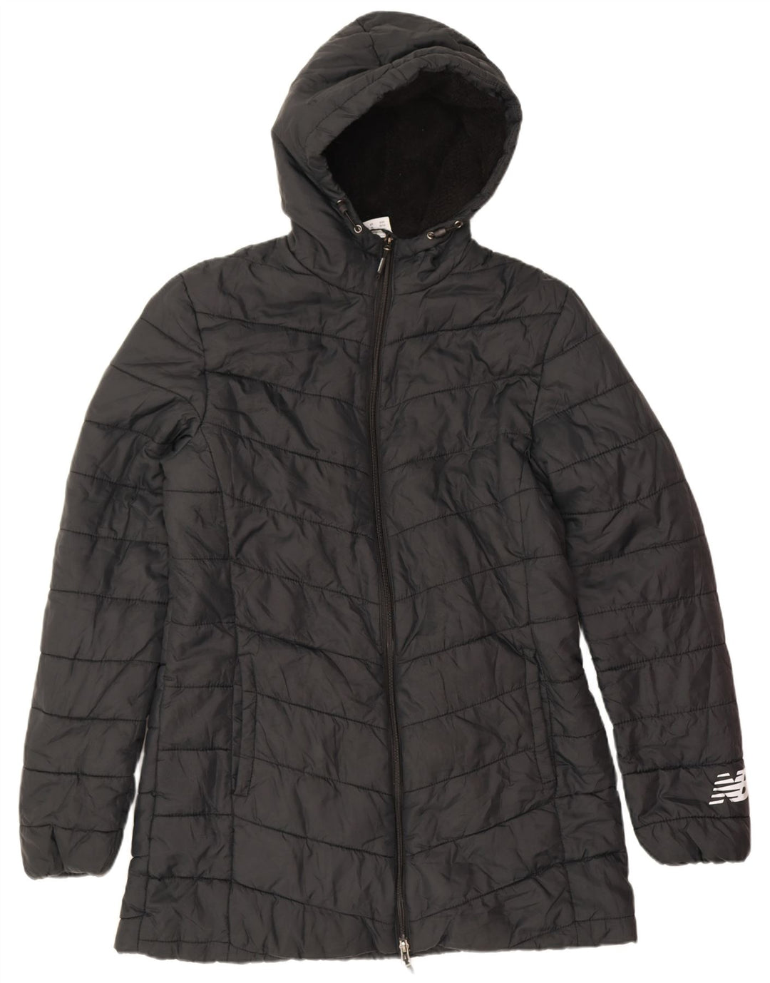 New Balance Abrigo acolchado con capucha para hombre UK 12 Mediano Negro Poliéster