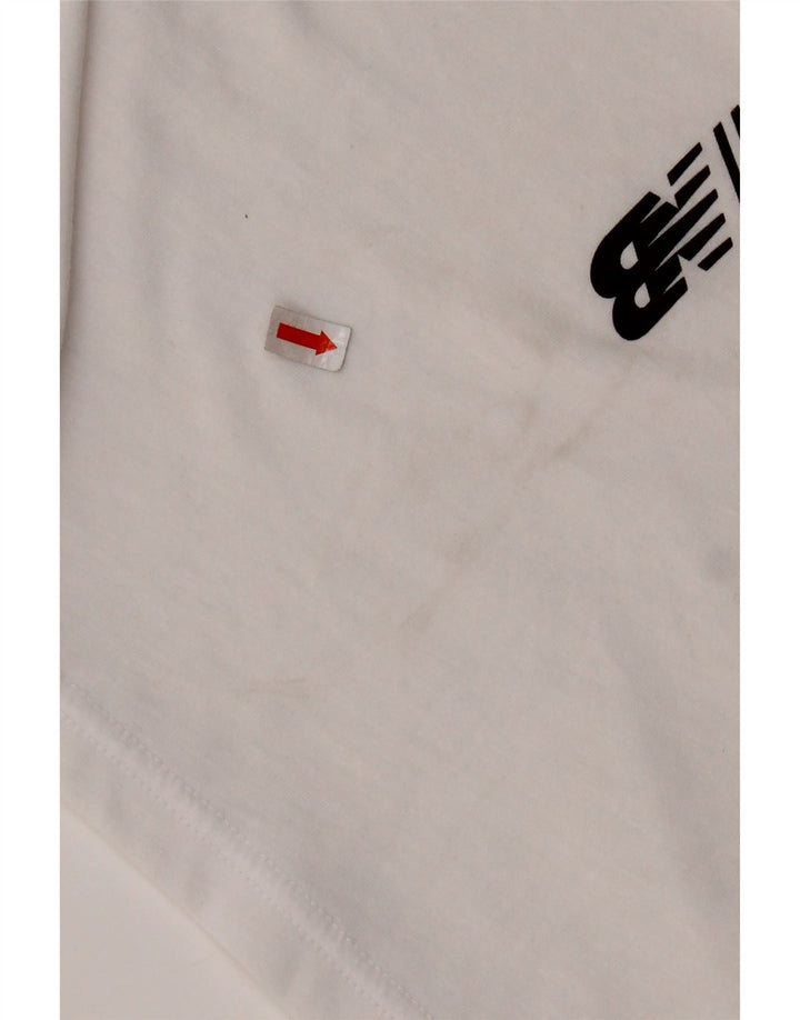 NEW BALANCE Camiseta corta con gráfico para mujer UK 10 Small White Cotton