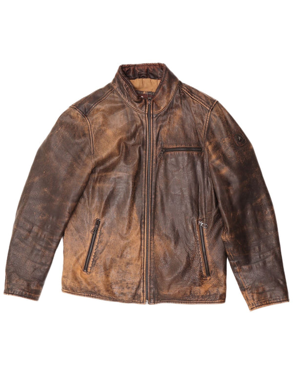 Milestone Chaqueta de cuero para hombre UK 40 Large Piel de cordero marrón