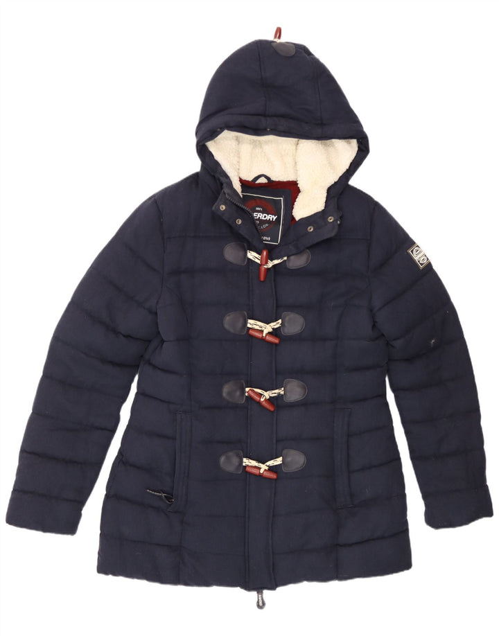Superdry Chaqueta Acolchada De Lona Con Capucha Para Mujer UK 44 Grande Poliéster Azul Marino