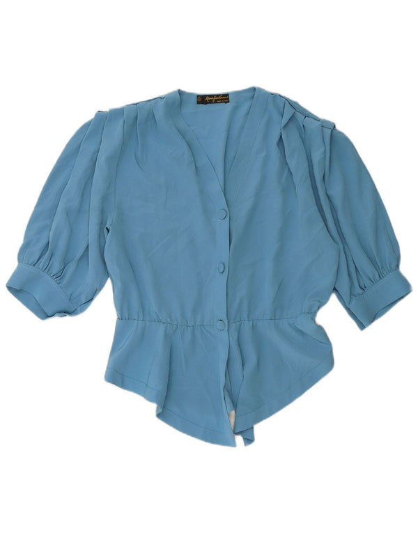 MARIO PUCCI CECCONI Blusa camisera de manga corta para mujer IT 42 Azul medio