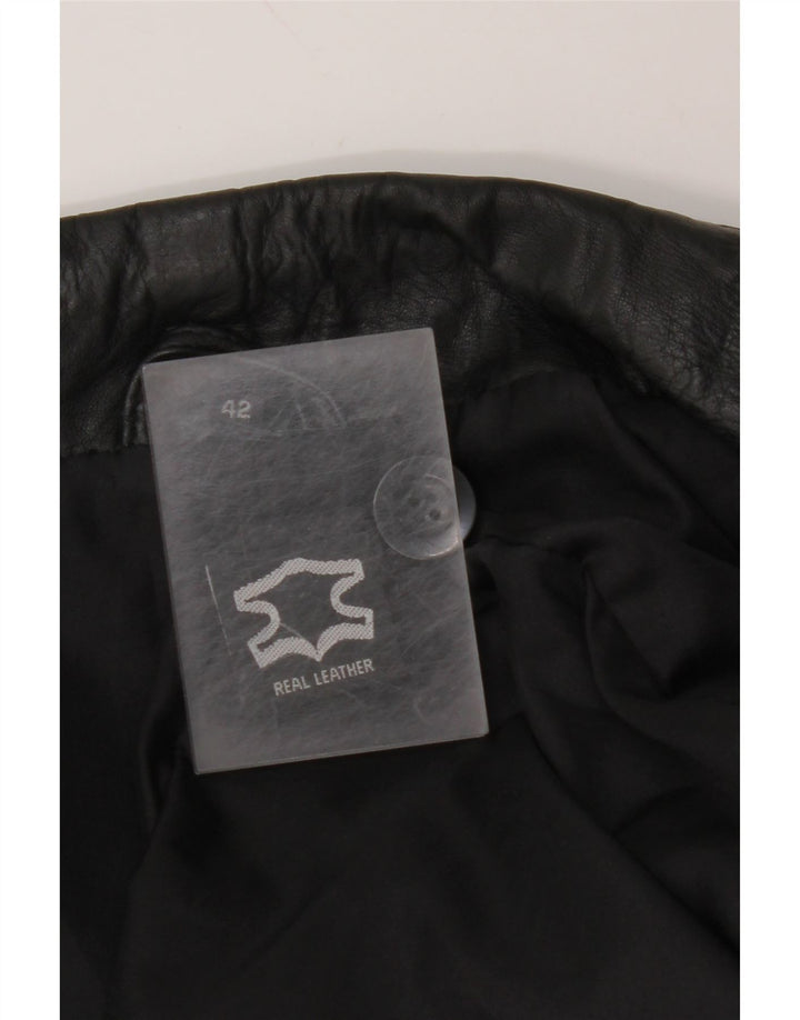 VINTAGE Abrigo de cuero para hombre Reino Unido 42 XL Cuero negro